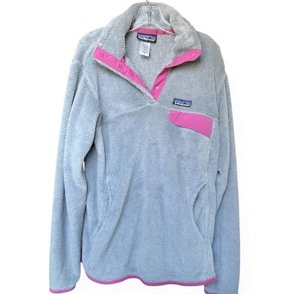 Patagonia Re-Tool Snap-T Grey Purple Fleece Button Up Pullover Sweatshirt M - Picture 6 of 8